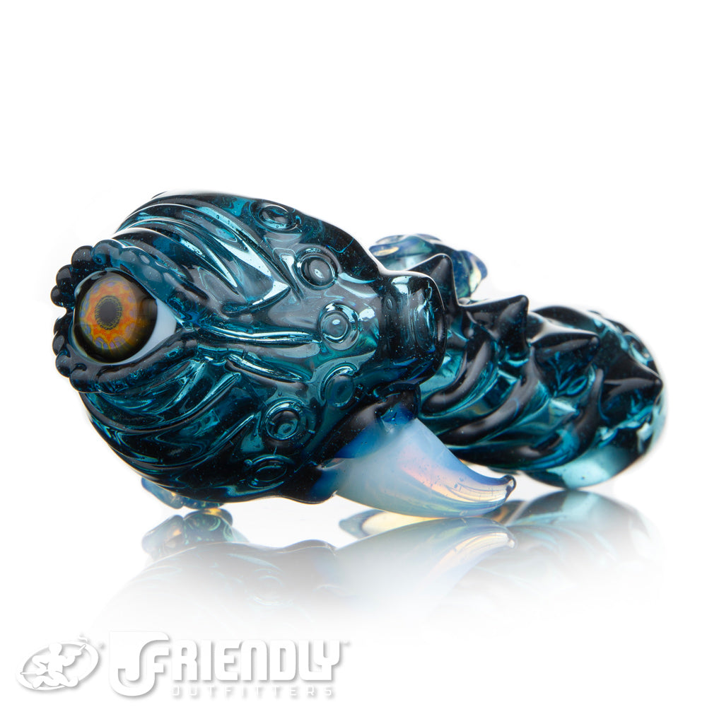 Mako Glass Transparent Dark Blue w/ Yellow Eye Sea Monster Spoon