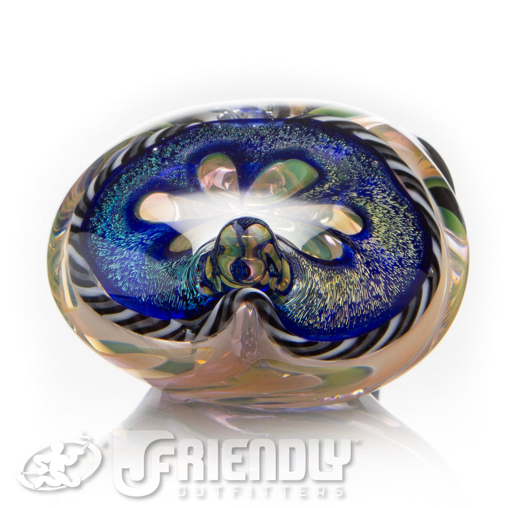 Talent Glass Tear Drop Dichro Flower Sherlock w/ Black & White Accents