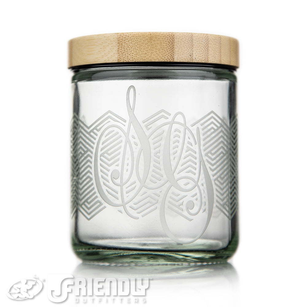 Sovereignty Glass Bamboo Lid Jar w/ Blasted Pattern