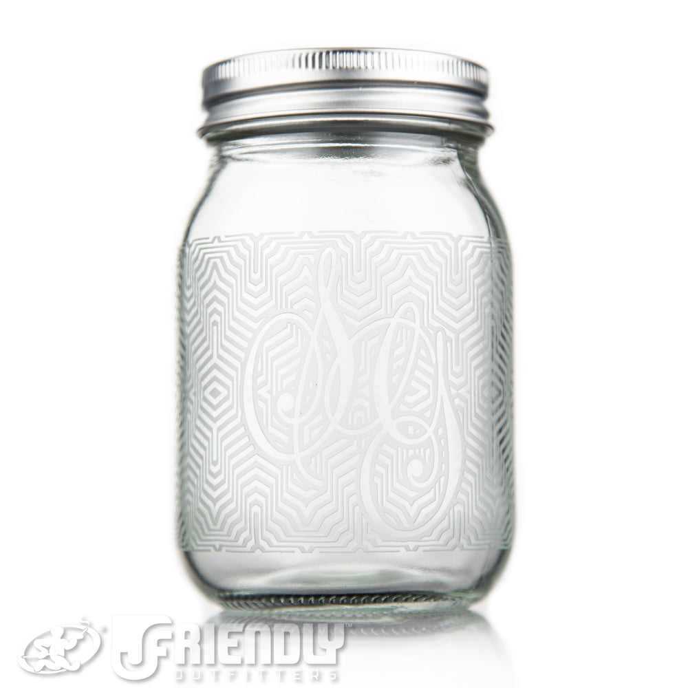 Sovereignty Glass Mason Jar w/Blasted Logo #2