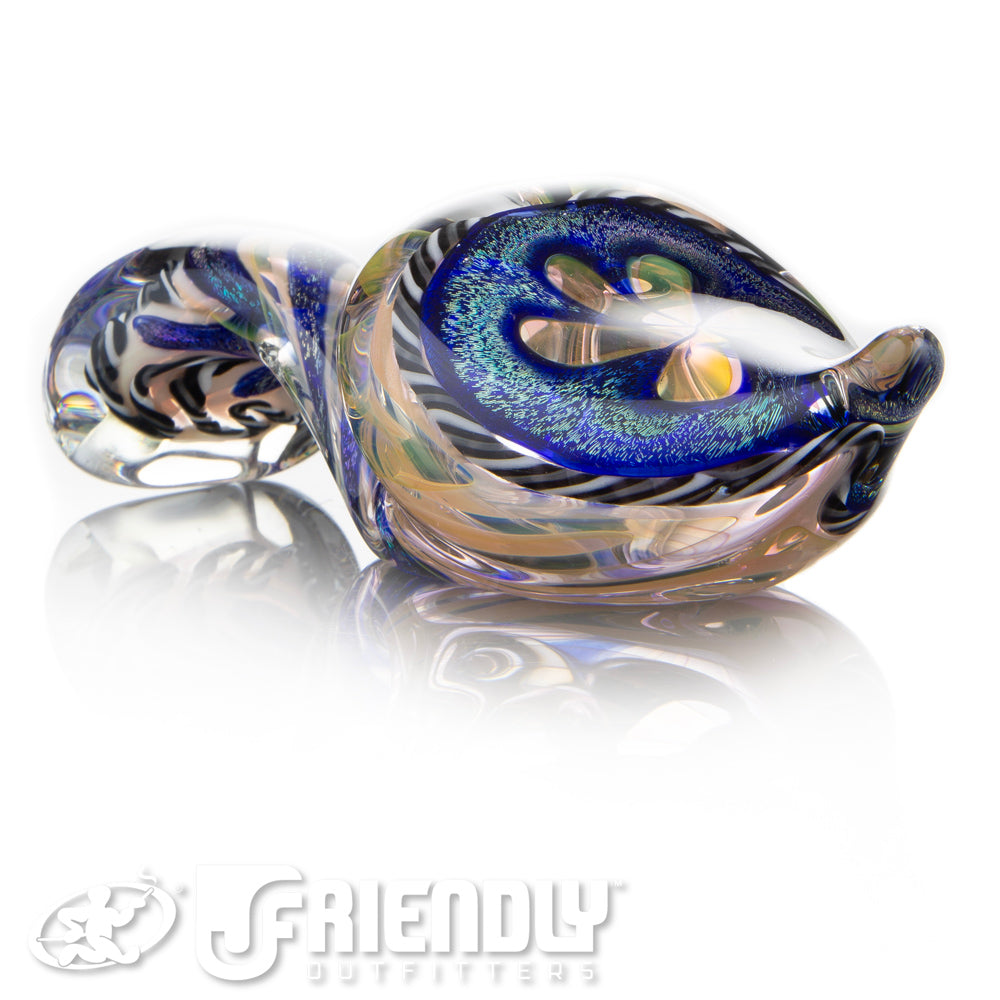 Talent Glass Tear Drop Dichro Flower Sherlock w/ Black & White Accents