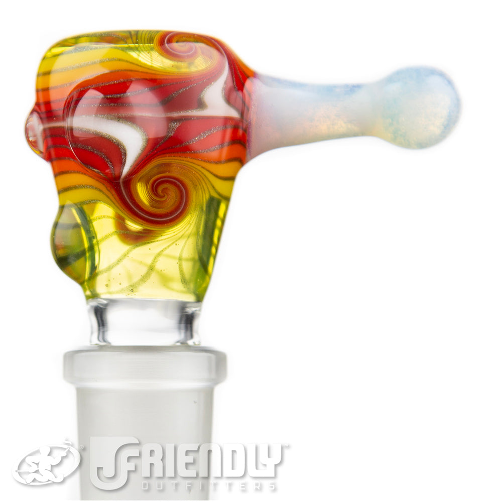 Mitchell Glass 18mm Yellow & Red w/ White Accent Slide