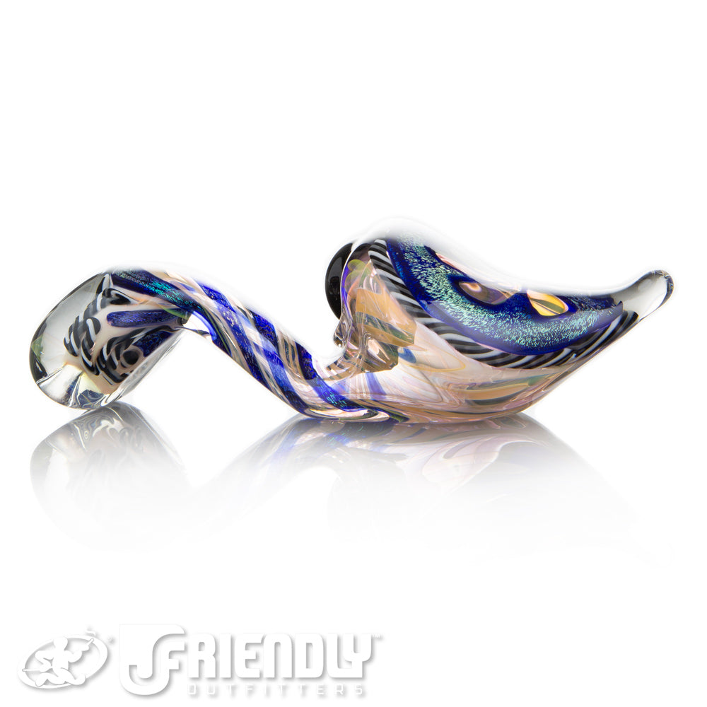 Talent Glass Tear Drop Dichro Flower Sherlock w/ Black & White Accents