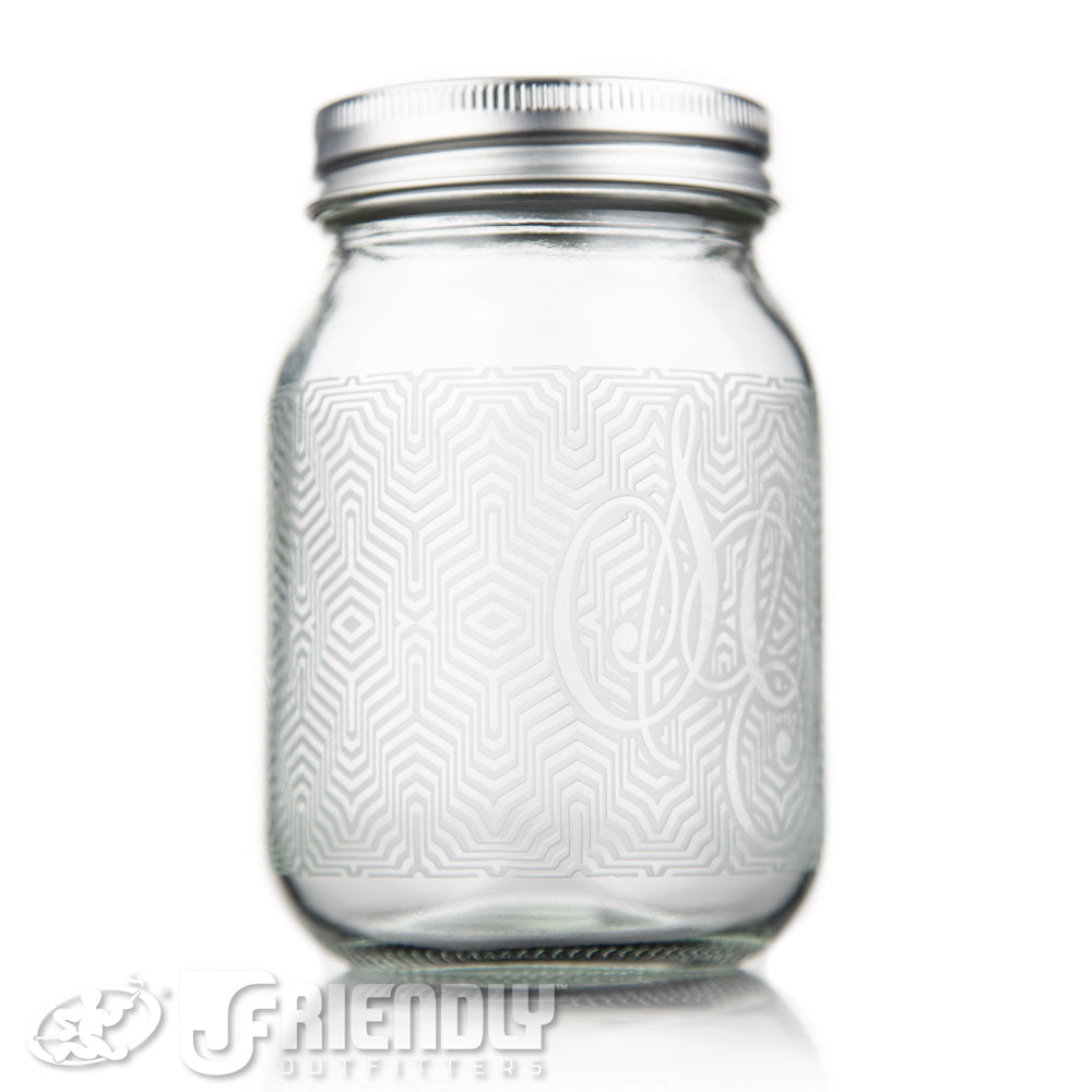 Sovereignty Glass Mason Jar w/Blasted Logo #2