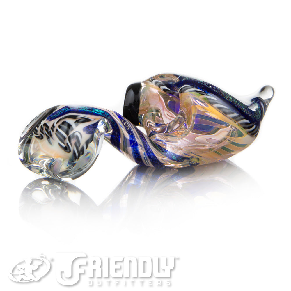 Talent Glass Tear Drop Dichro Flower Sherlock w/ Black & White Accents