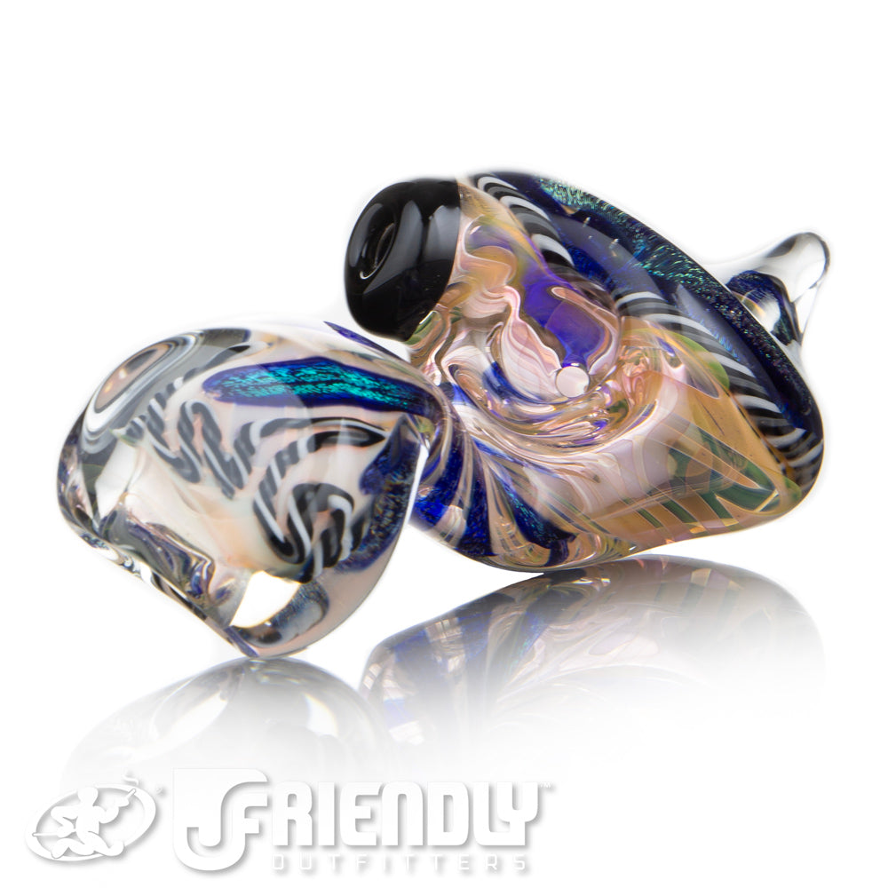 Talent Glass Tear Drop Dichro Flower Sherlock w/ Black & White Accents