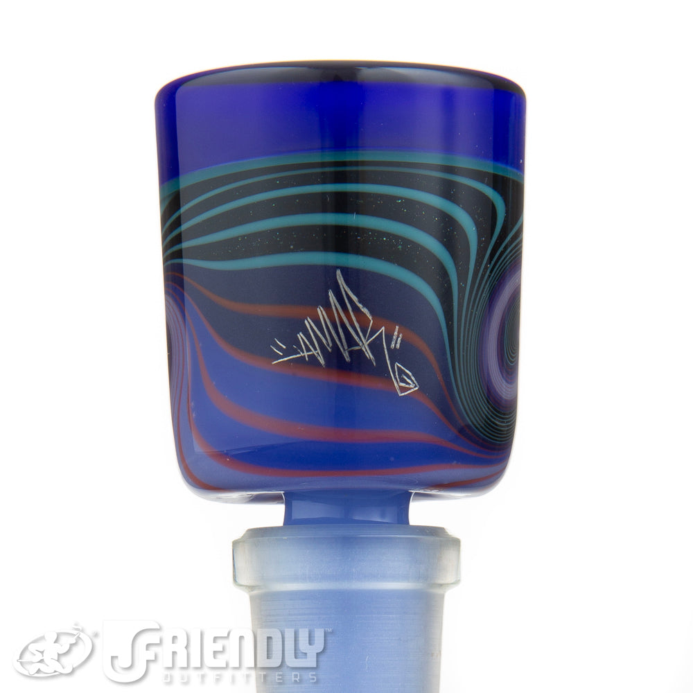 Amar Glass 14mm Purple and Blue Wig Wag Multi Hole Bowl Slide #77