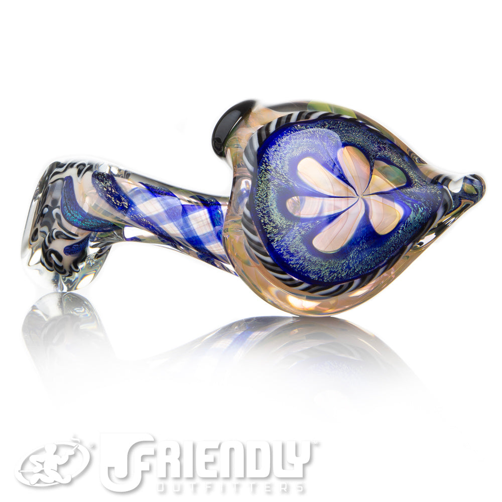Talent Glass Tear Drop Dichro Flower Sherlock w/ Black & White Accents
