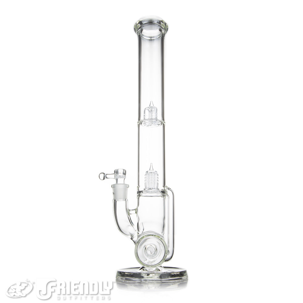 Leisure Glass 18mm Mini 10 Inline Recycler Tube w/ Bold Label