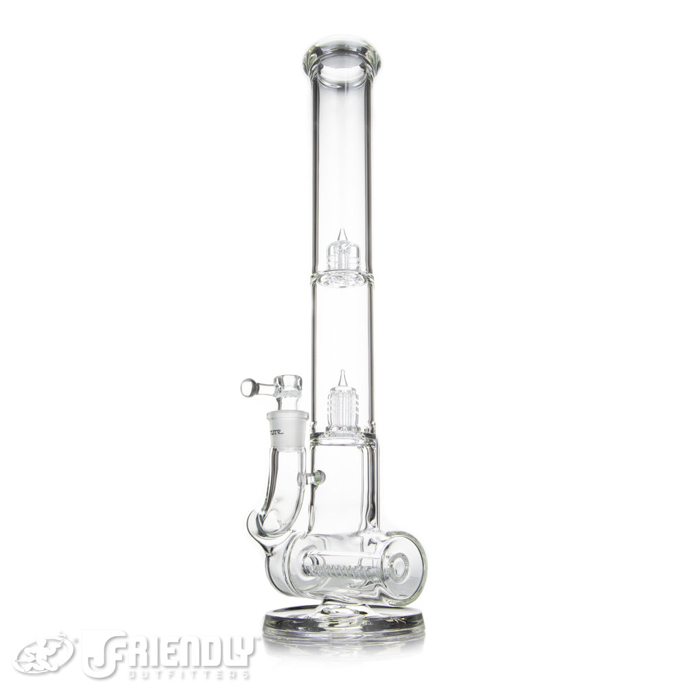 Leisure Glass 18mm Mini 10 Inline Recycler Tube w/ Bold Label