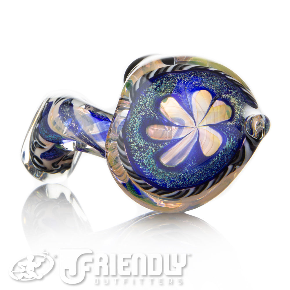 Talent Glass Tear Drop Dichro Flower Sherlock w/ Black & White Accents