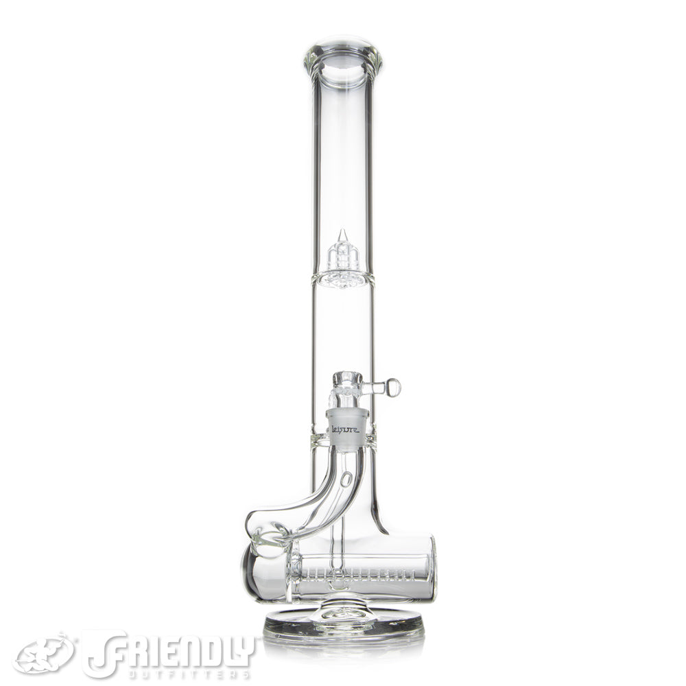 Leisure Glass 18mm Mini 10 Inline Recycler Tube w/ Bold Label