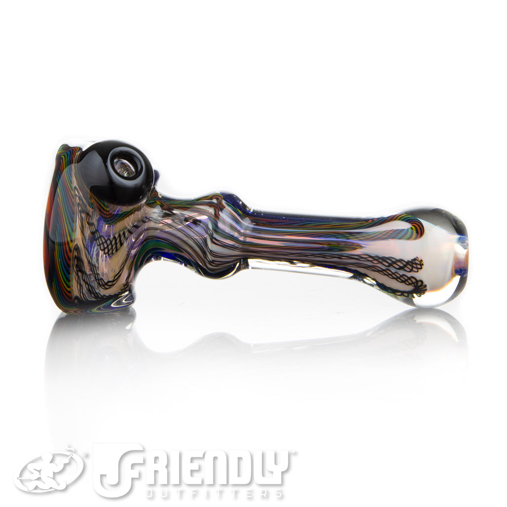 Talent Glass Fully Worked Orange Front Spoon w/ Rainbow Accents
