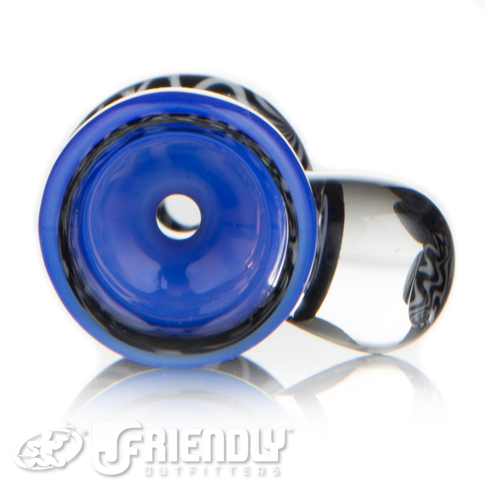 Jareds Glass Black & White Wig Wag Chillum w/ Blue Bowl