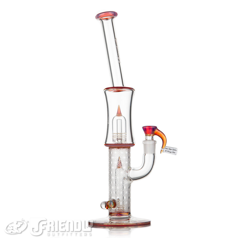 Sovereignty Glass Bent Neck Fixed 180 to Grid Dome w/Blasted Section Full Extra Light Yellow x Orange Elvis Accents and Millies
