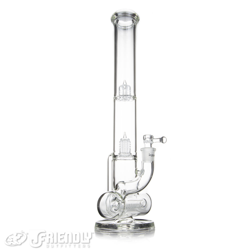 Leisure Glass 18mm Mini 10 Inline Recycler Tube w/ Bold Label