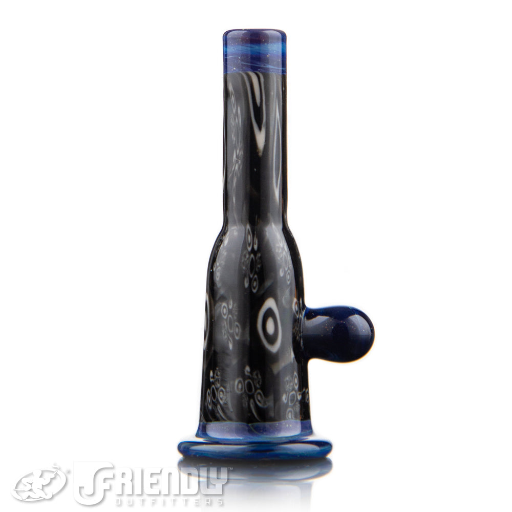 7 Ten Glass Black & White Mille Blunt Tip Holder