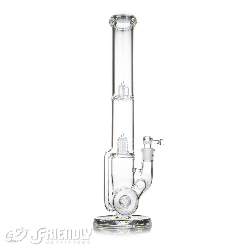 Leisure Glass 18mm Mini 10 Inline Recycler Tube w/ Bold Label