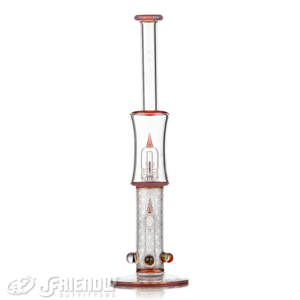 Sovereignty Glass Bent Neck Fixed 180 to Grid Dome w/Blasted Section Full Extra Light Yellow x Orange Elvis Accents and Millies