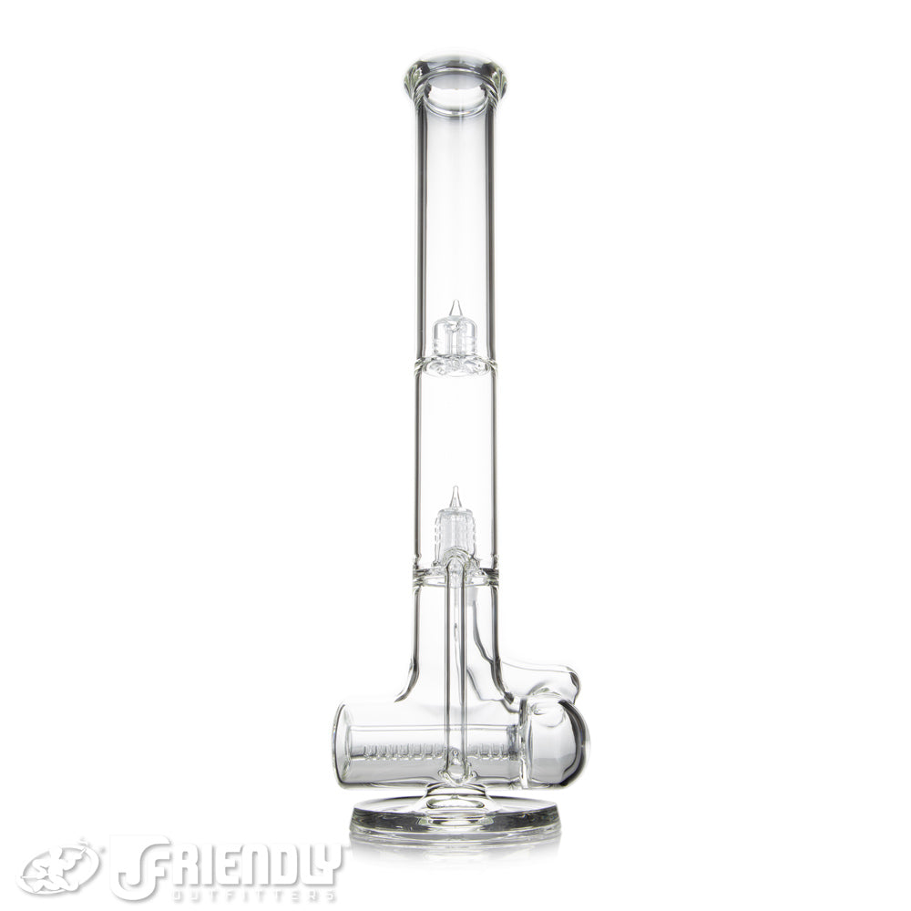 Leisure Glass 18mm Mini 10 Inline Recycler Tube w/ Bold Label