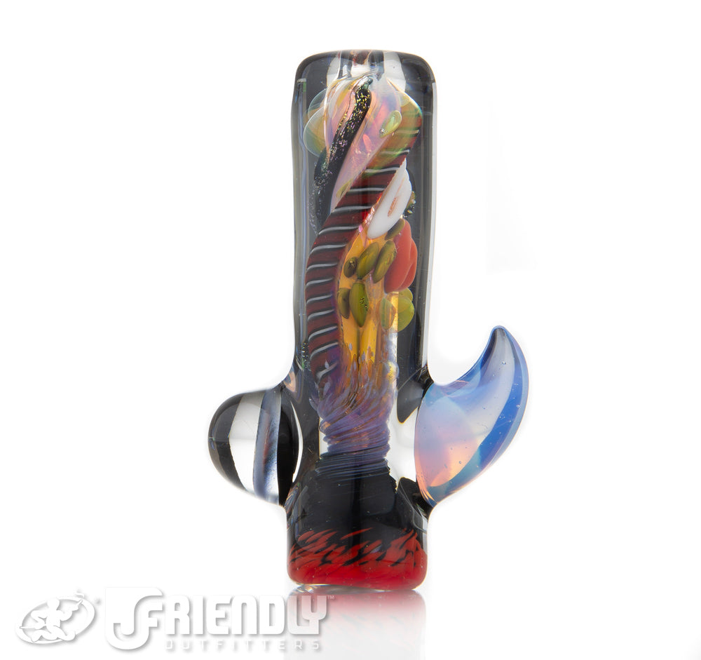 Oregon J Glass Thick Fumed Dichro and White and Aqua  Chillum #22