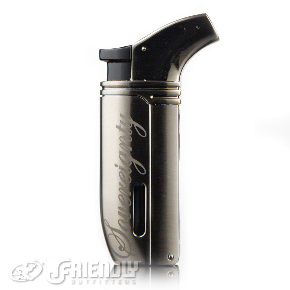 Sovereignty Glass/Vector Arsenal Silver & Black Torch Lighter