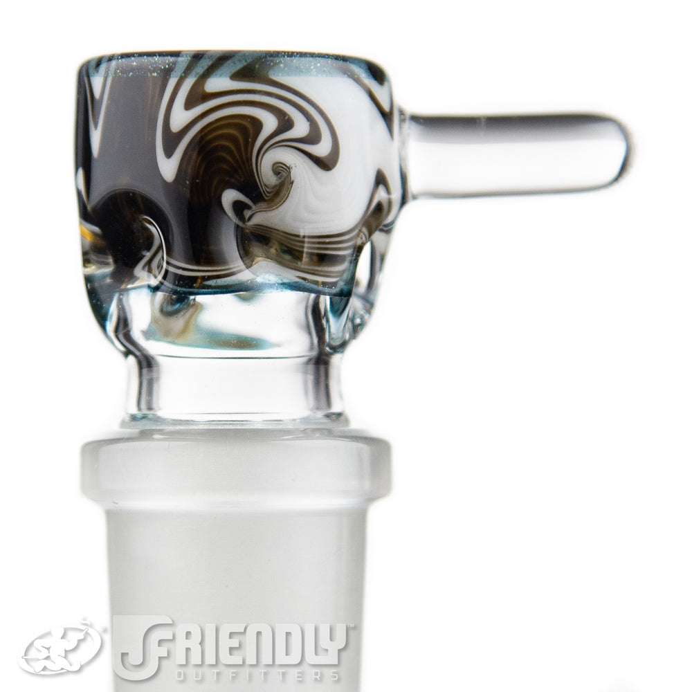Liberty Glass 18mm Black, White & Blue Multi Pinch Slide