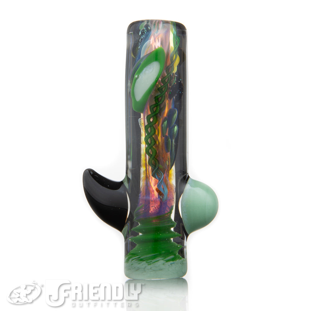 Oregon J Glass Thick Fumed Dichro and White and Aqua  Chillum #21