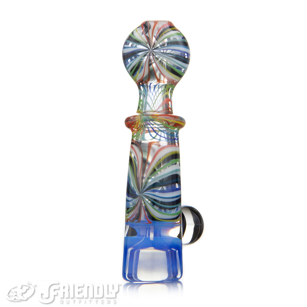 Jareds Glass Rainbow Beachball Hypnotech Chillum w/ Blue Bowl