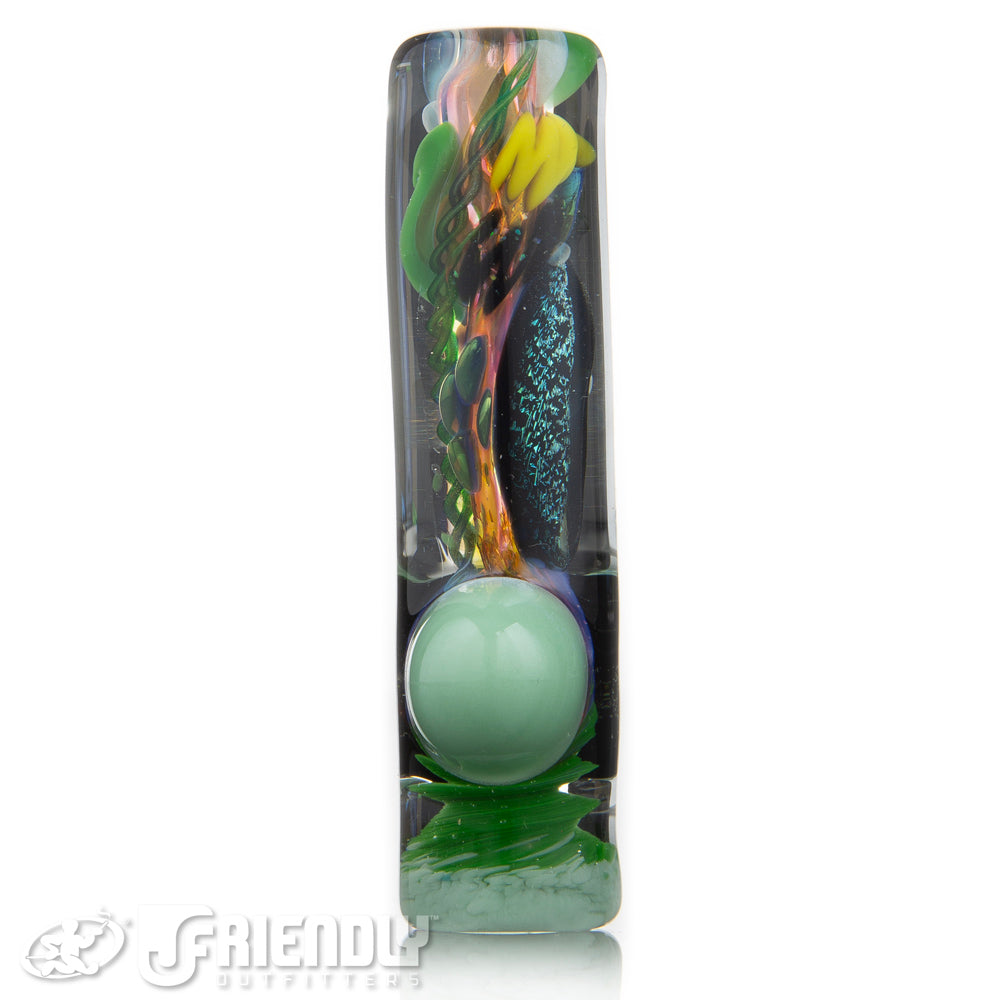 Oregon J Glass Thick Fumed Dichro and White and Aqua  Chillum #21