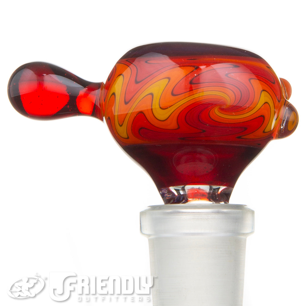 Fat Bottom Glass 14mm Red and Orange Wig Wag Slide #13