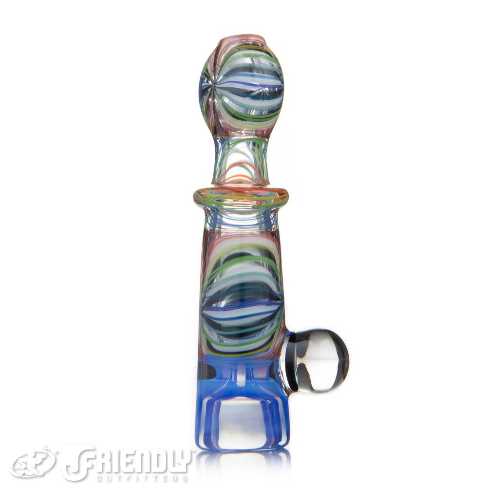 Jareds Glass Rainbow Beachball Hypnotech Chillum w/ Blue Bowl