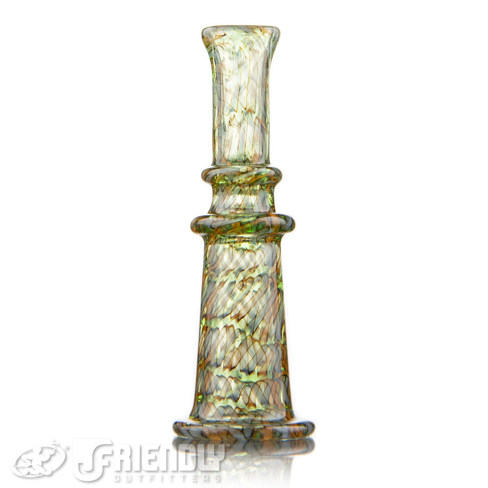 7 Ten Glass Green & Yellow Blunt Tip Holder