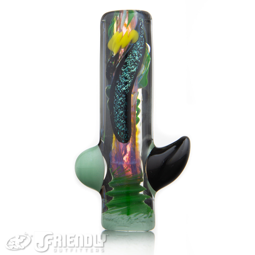 Oregon J Glass Thick Fumed Dichro and White and Aqua  Chillum #21