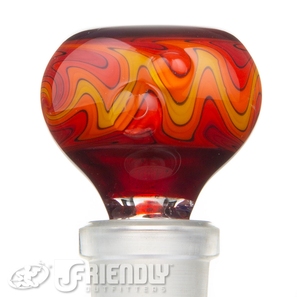 Fat Bottom Glass 14mm Red and Orange Wig Wag Slide #13