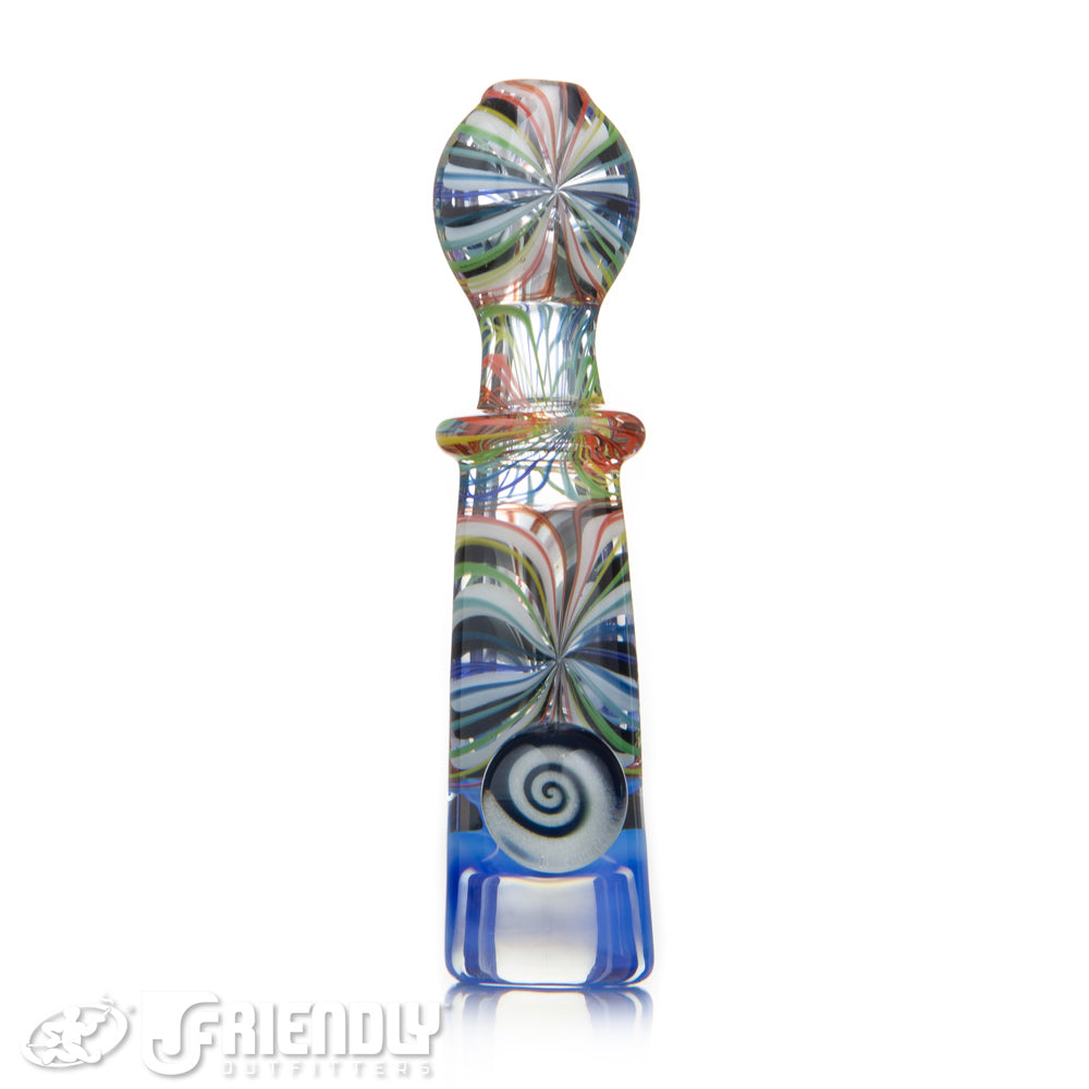 Jareds Glass Rainbow Beachball Hypnotech Chillum w/ Blue Bowl