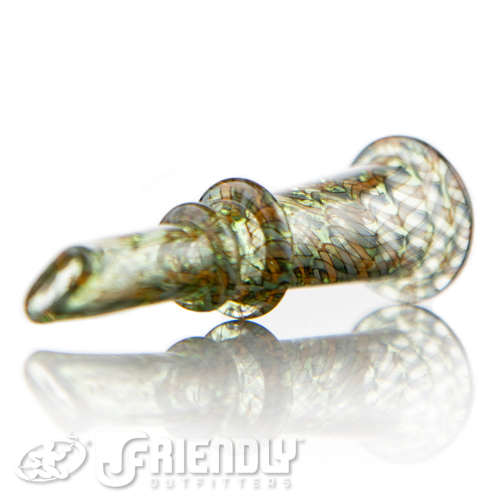 7 Ten Glass Green & Yellow Blunt Tip Holder