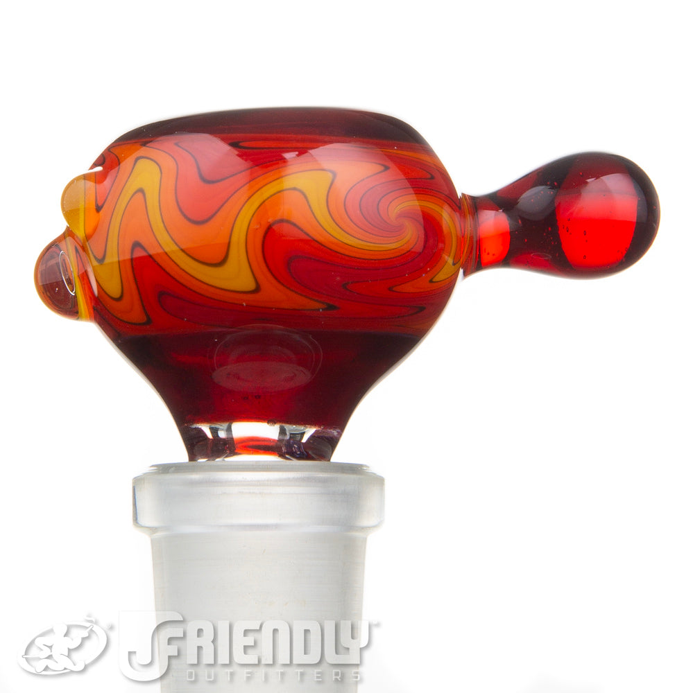 Fat Bottom Glass 14mm Red and Orange Wig Wag Slide #13