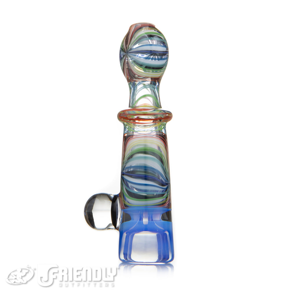 Jareds Glass Rainbow Beachball Hypnotech Chillum w/ Blue Bowl