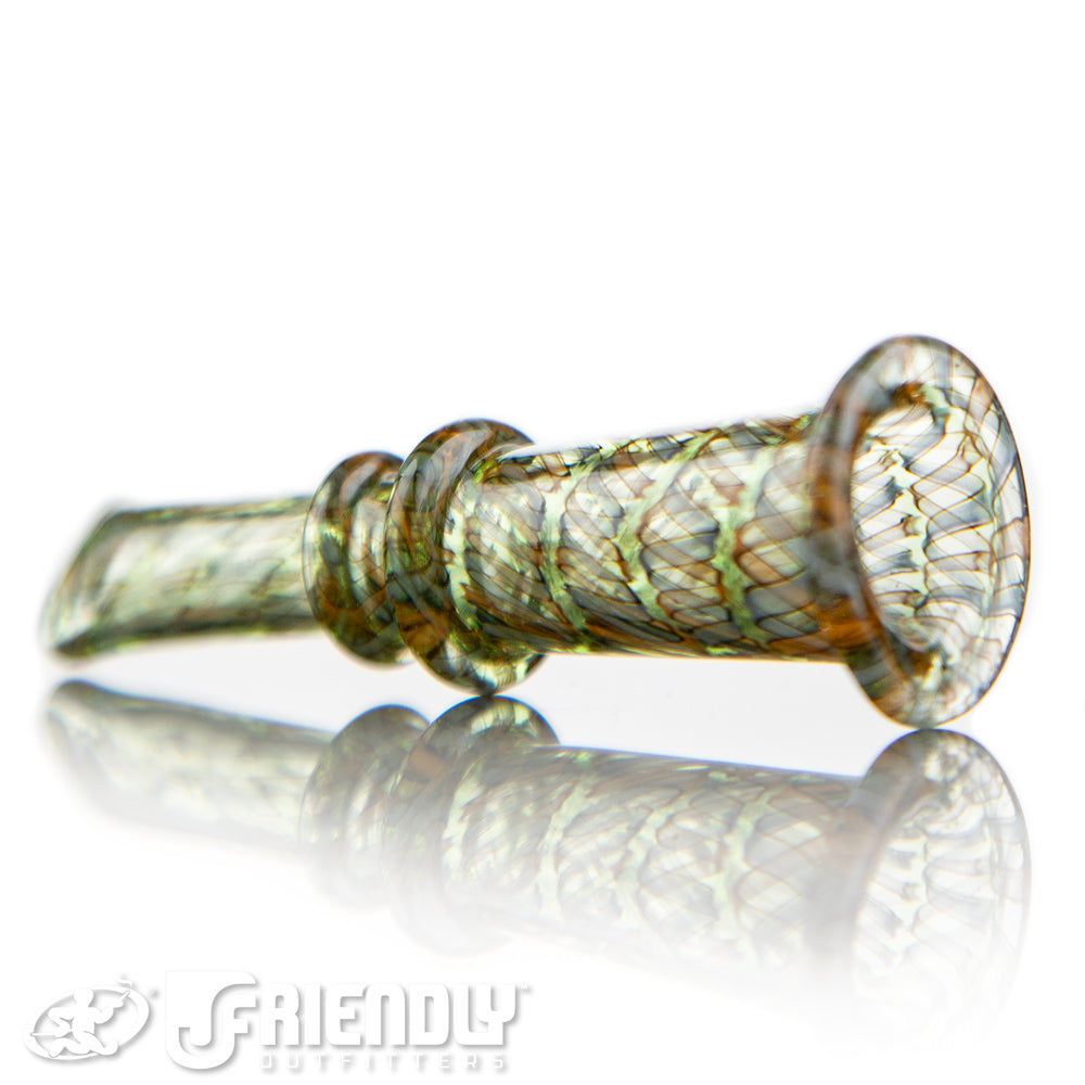 7 Ten Glass Green & Yellow Blunt Tip Holder