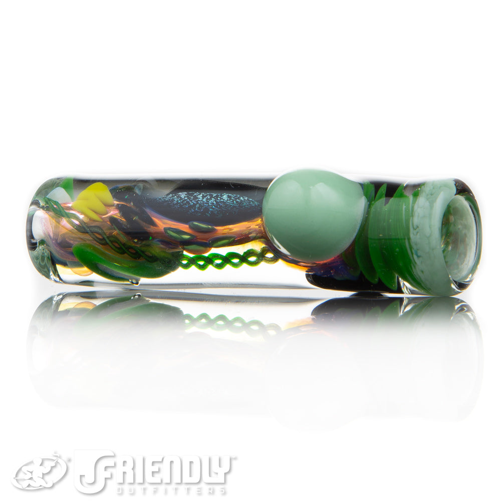 Oregon J Glass Thick Fumed Dichro and White and Aqua  Chillum #21