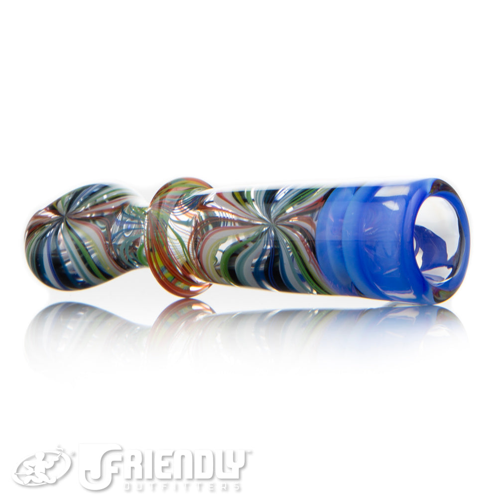 Jareds Glass Rainbow Beachball Hypnotech Chillum w/ Blue Bowl