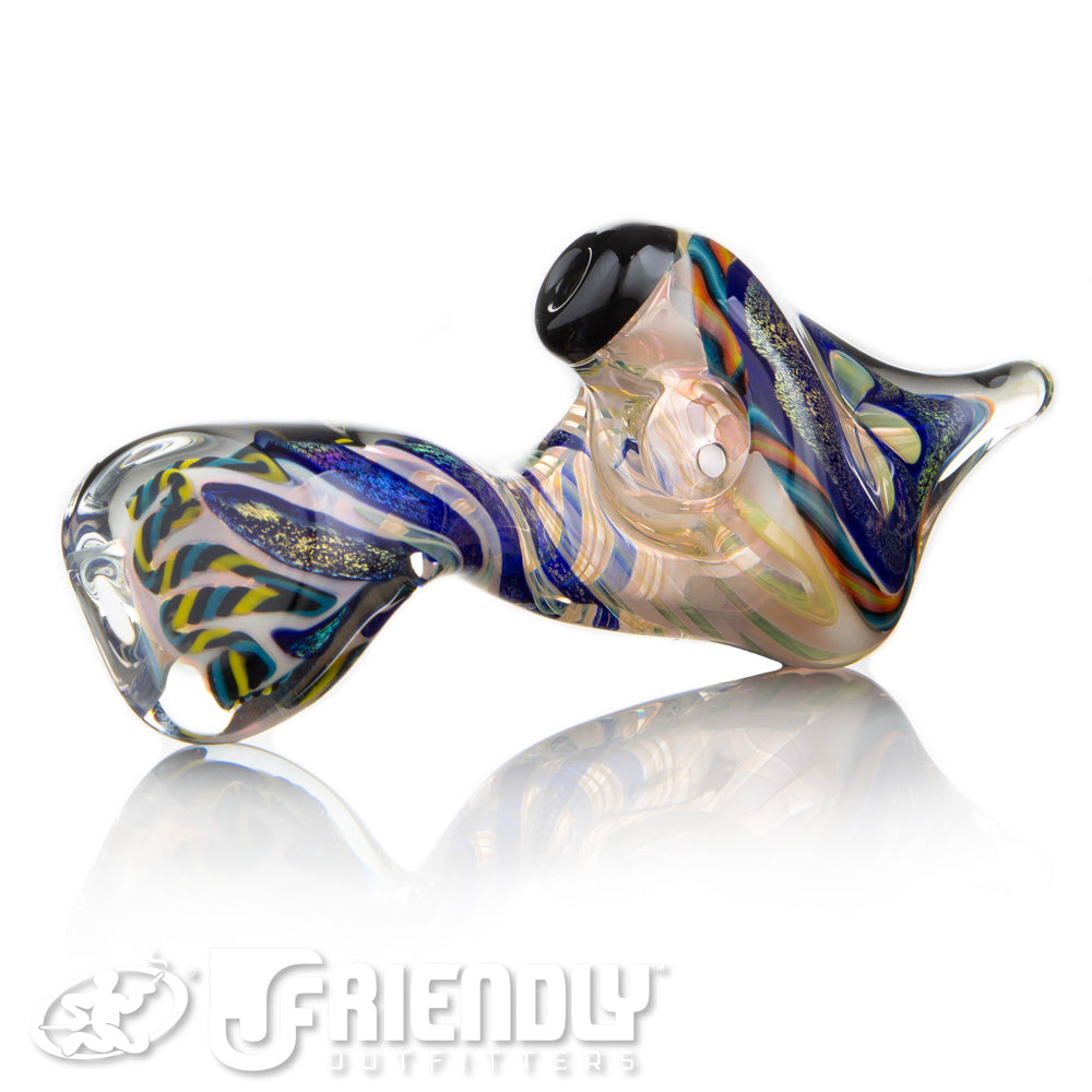 Talent Glass Tear Drop Dichro Flower Sherlock w/ Fire & Ice Accents