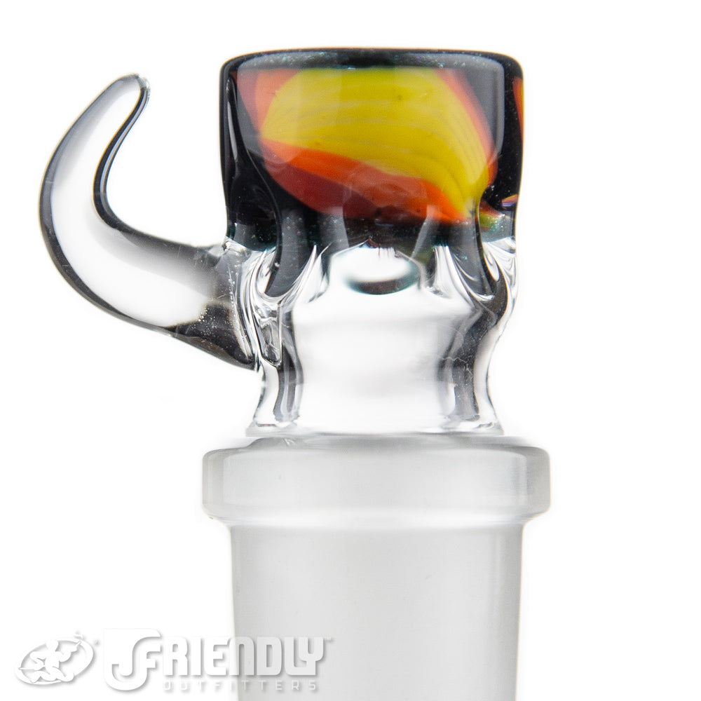 Liberty Glass 18mm Black & Orange Swirl Multi Pinch Slide