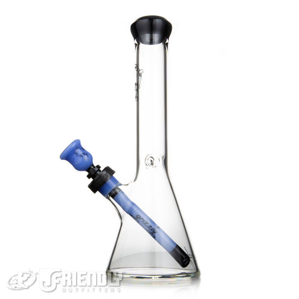 Grizzly Glass Co 5mm Mini Beaker w/Blue and Black Accents