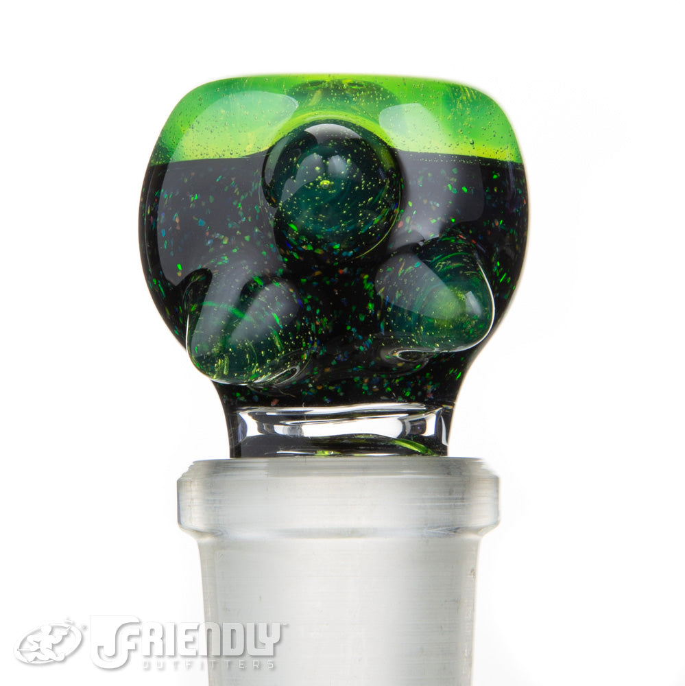 Oregon J Glass 18mm Three Hole Green and Black Dichro Slide #29