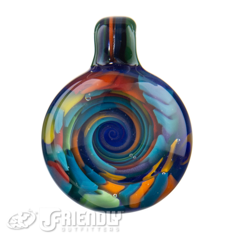 Trip A Glass Spiral Pendant w/ Deep Blue Back