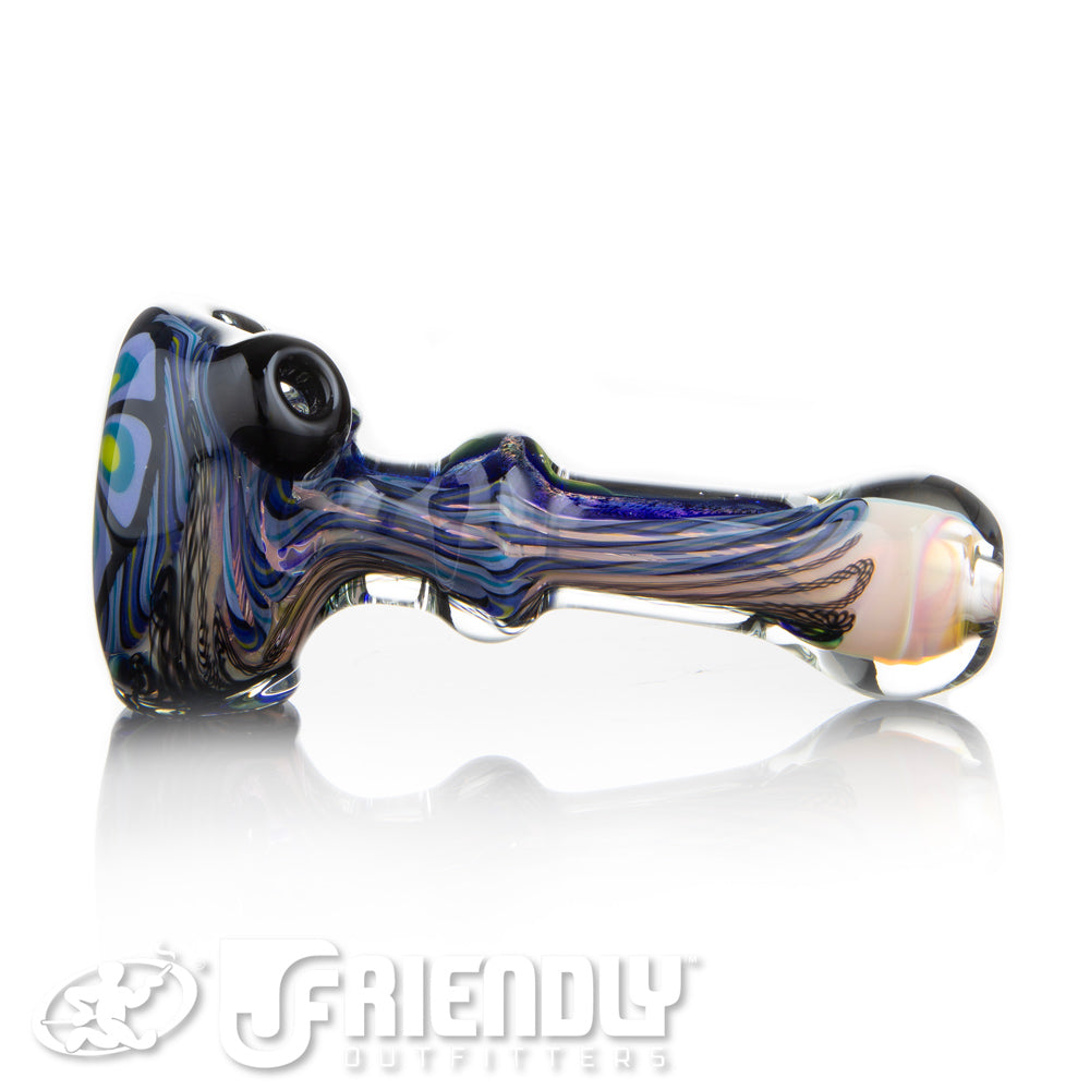 Talent Glass Fully Worked Green Front Spoon w/ Purple Accents