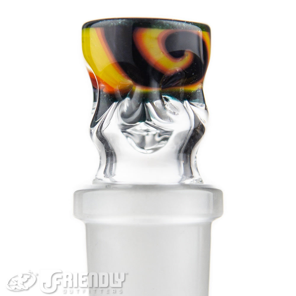 Liberty Glass 18mm Black & Orange Swirl Multi Pinch Slide