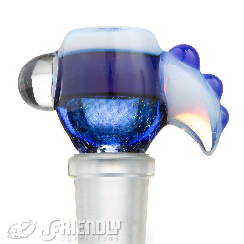 Oregon J Glass 14mm Blue and White 3 Hole Slide #41